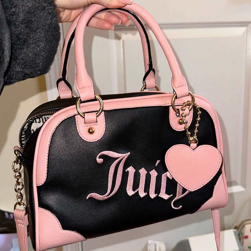 Juicy couture black and pink bowler bag - crossbody and handbag